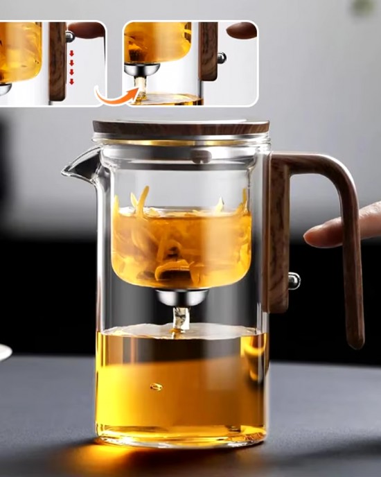 Large Capacity 600ml High Borosilicate Glass Teapot PVC Handle Magical Heat Resistant Water Separation Inner Coffee Tea Set Large Capacity 600ml High Borosilicate Glass Teapot PVC Handle Magical Heat Resistant Water Separation Inner Coffee Tea Set