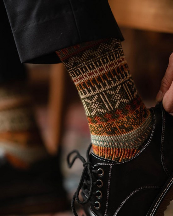 Wholesale Customization Fashion Design Men's Breathable Anti-odor Cotton Knitting Socks Unisex Vintage Ethnic Style Crew Socks Wholesale Customization Fashion Design Men's Breathable Anti-odor Cotton Knitting Socks Unisex Vintage Ethnic Style Crew Socks