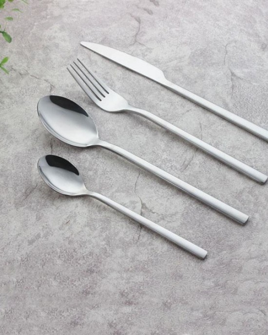 Simple Style 4-Piece Stainless Polished Flatware including Dinner Knife Fork Tea Restaurants Cutlery Set Simple Style 4-Piece Stainless Polished Flatware including Dinner Knife Fork Tea Restaurants Cutlery Set
