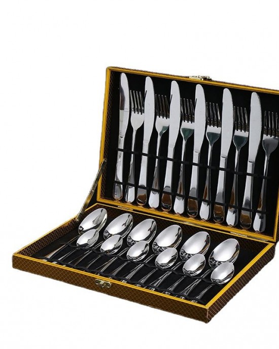 low moq 24 pcs 1010 luxury cutlery set 410 plated gold flatware stainless steel knife fork and spoon dinnerware with wooden box low moq 24 pcs 1010 luxury cutlery set 410 plated gold flatware stainless steel knife fork and spoon dinnerware with wooden box